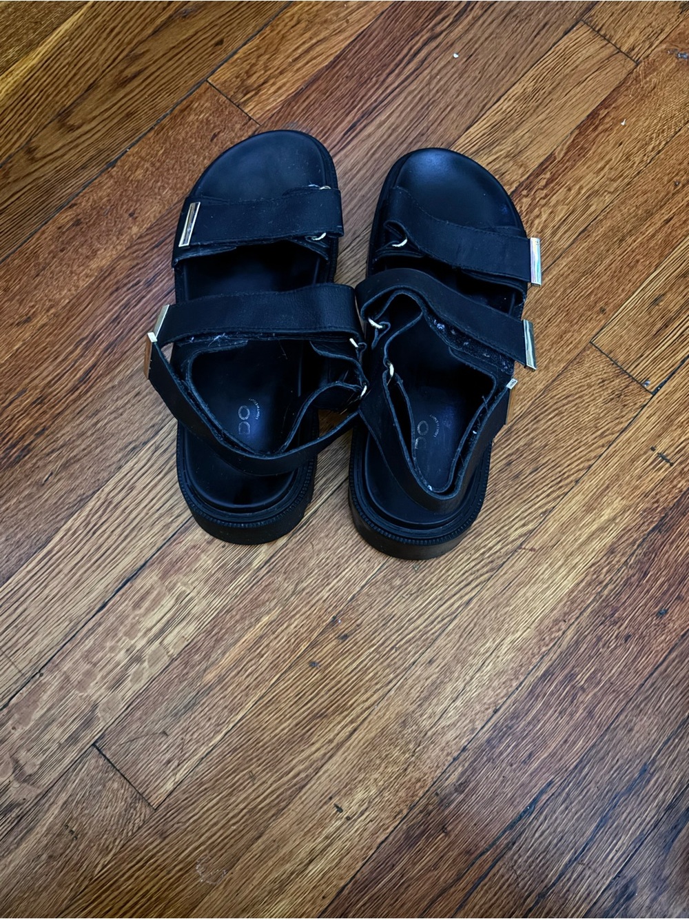 Aldo Black Sandals with Gold Accents
